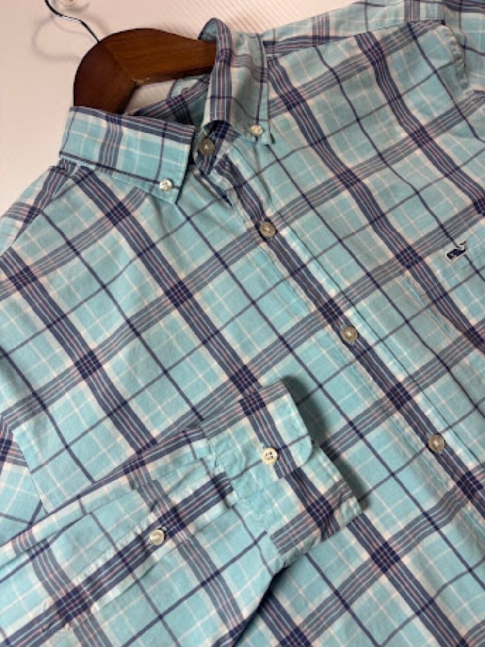 Vineyard Vines Tucker Shirt Mens L Blue Plaid Button Down Long Sleeve Cotton